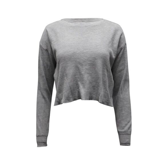 Reformation Davis Waffle Top in Grey Cotton